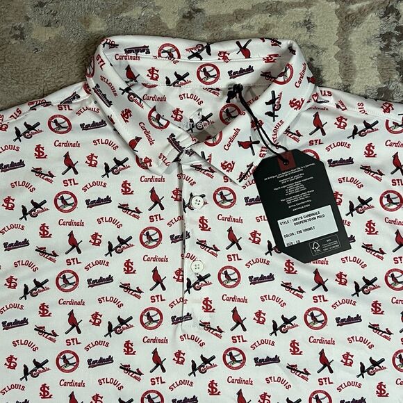 New St Louis Cardinals Antigua Cooperstown Polo Golf Baseball Shirt Size L AOP - Picture 4 of 10